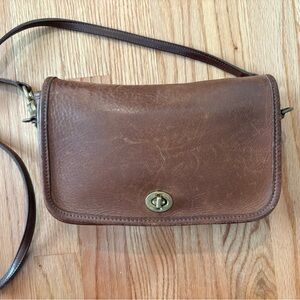 Coach Brown Leather Crossbody Bag with Adjustable Strap